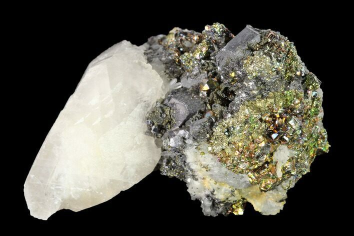 Iridescent Chalcopyrite, Calcite and Galena Association - Peru #149702